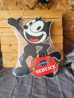 Felix the Cat Chevrolet Service Metal Sign 17"×15"