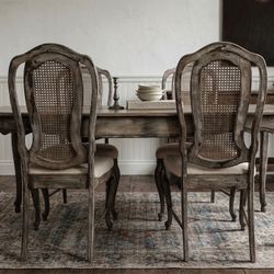 Bassett Table+leaf+4 cane chairs 