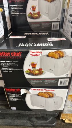 Better Chef 2-Slice Toaster IM-210W – Wide Slots, Adjustable Browning, White – New in Box