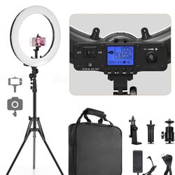 Pixel Ring Light, 19" Bi-Color LCD Display Ring Light with Stand, 55W 3000-5800K