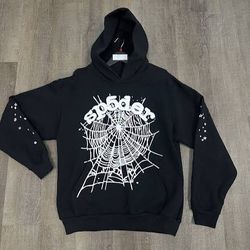 Black and White Sp5der Hoodie size small