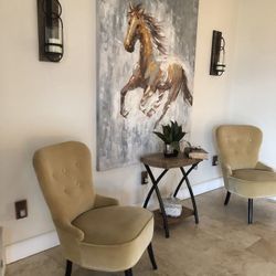 2 Accent Chairs Light Yellow