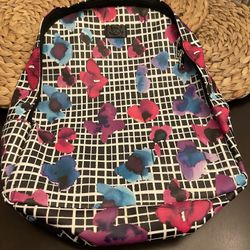 New IZAK Black White Checkered Floral Red Purple Blue Backpack Book Bag Travel