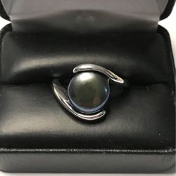 925 Sterling Silver Natural Gray Mother Of Pearl  Ladies Ring  Size 11