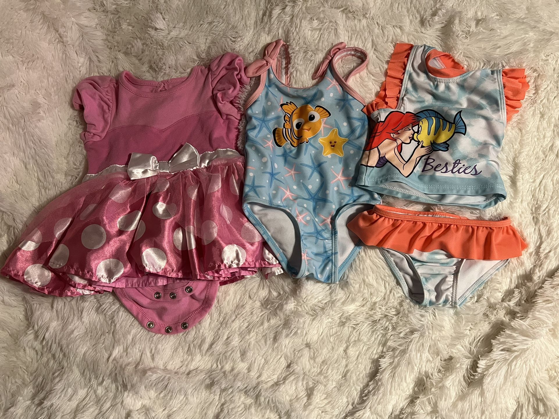 Bundle Of 3 Baby Girls Dress And Swimsuits 12 Months