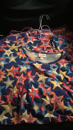 4th of july lularoe irmas. Small and xsmall but would fit a size 14