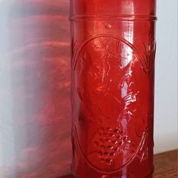 Antique Red Bottle with Grapes/ Cork