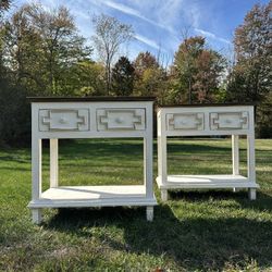 Pair of Solid Wood Accent Tables – Like New-$100