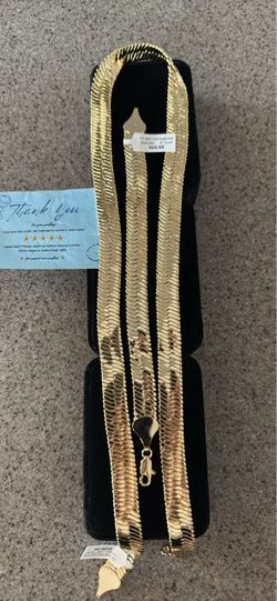 14mm 14k GOLD Herringbone Bracelet 9 Inch