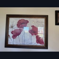USED Framed Floral Wall Art “Le Parisien” Large Decorative Painting