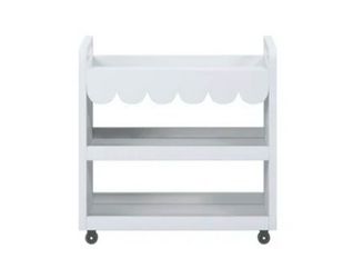 White Rolling Storage Cart with Scallop Detail