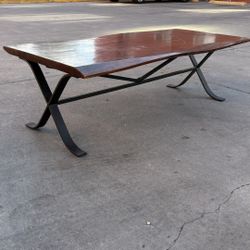 Solid Wood Coffee Table w/ Cast Iron Base