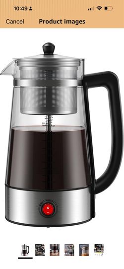 Percolator Coffee Pot, 10-Cup Electric Percolator Coffee Maker with Premium Stainless Steel Filter & Food-Grade Borosilicate Glass, Auto Keep Warm, No