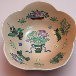 Antique Chinese Export Lobbed Bowl Tongzhi Era Mark Late Qing Birds 7 5/8” 