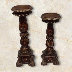 Vintage Resin Candle Holder Brown And Gold