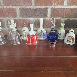 9 Bell Collection Waterford Spode Lenox Hummel Bohemian Crystal Cobalt Blue Christmas 