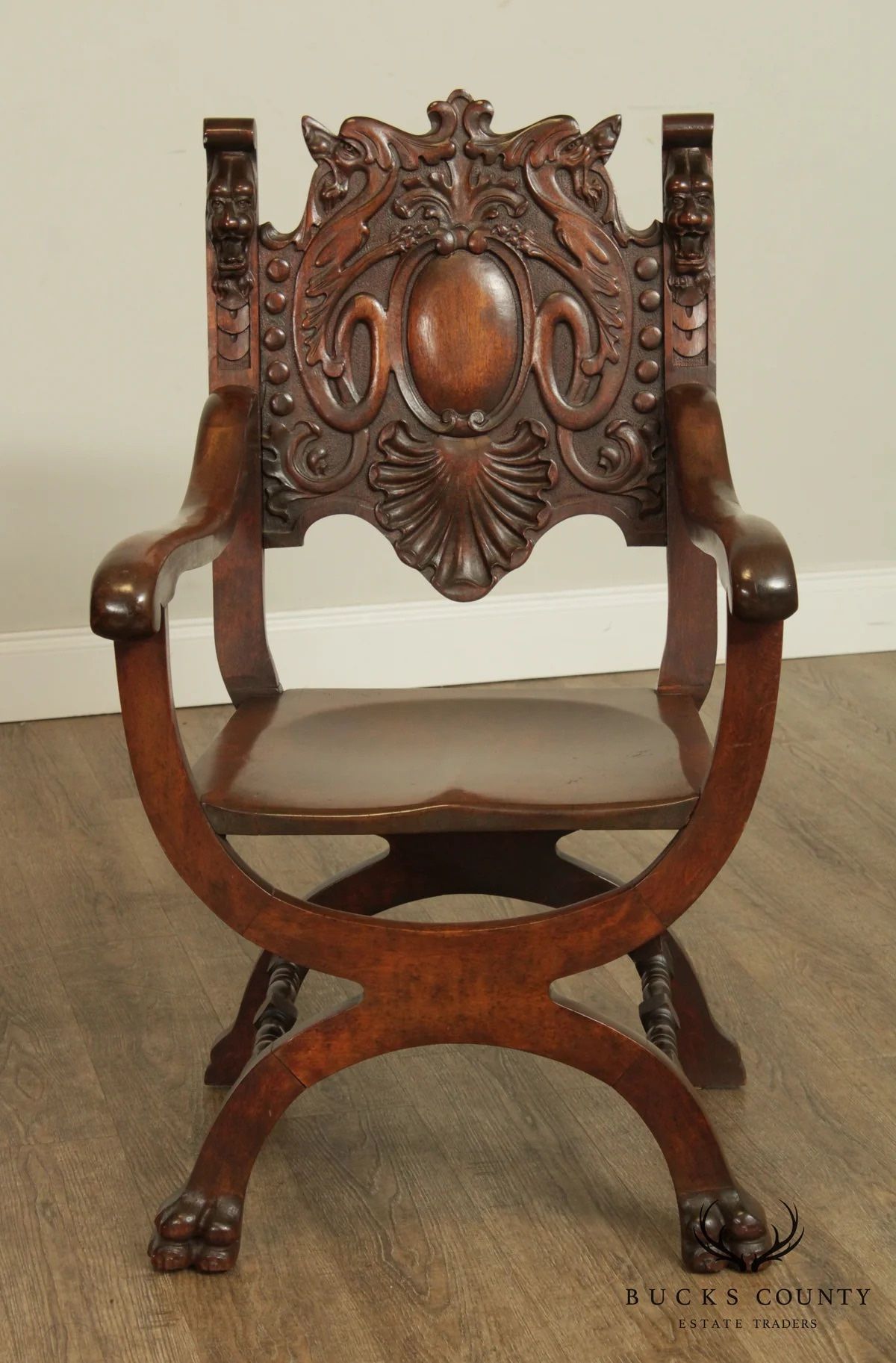 ANTIQUE RENAISSANCE CARVED ARMCHAIR. 