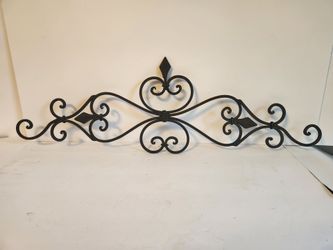 Vintage Gothic Ornate Scroll Work Wrought Iron Door Topper Wall Decor