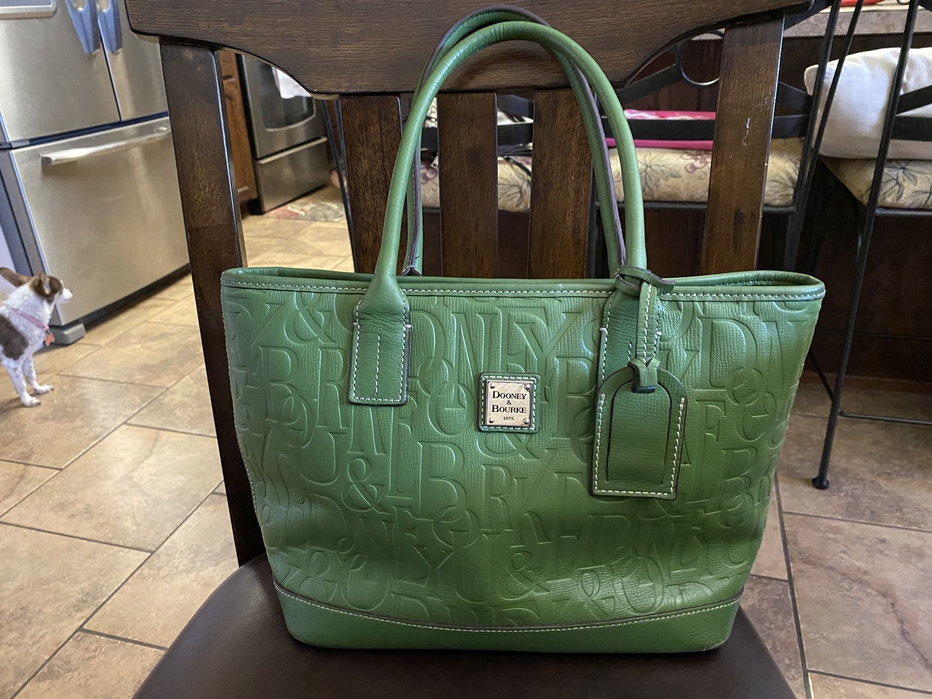 Dooney and Bourke Green Leather Embossed Print Purse