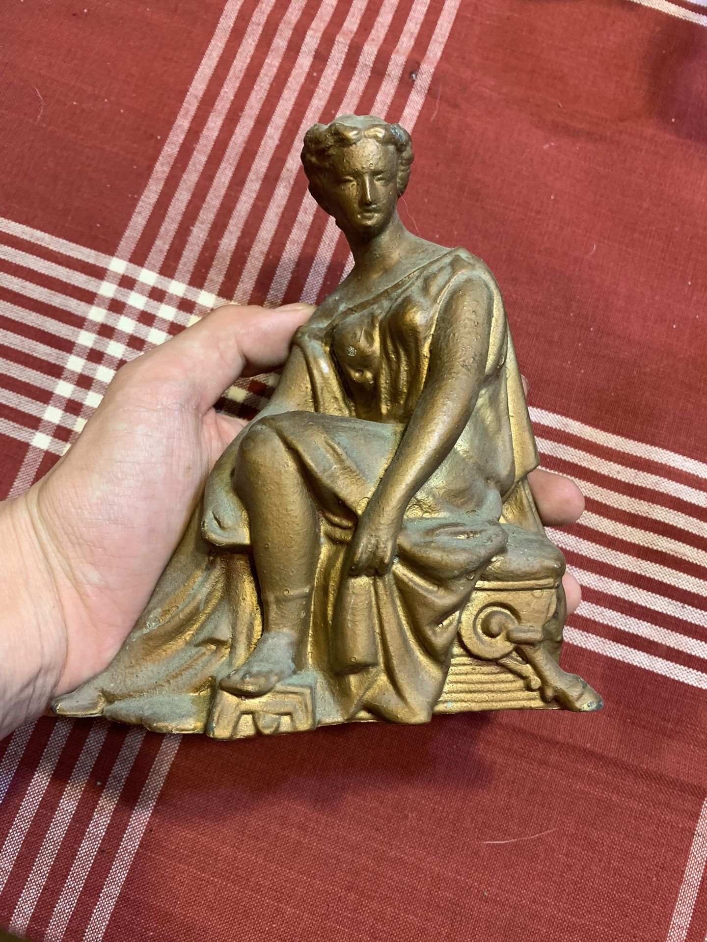 Victorian Greek Goddess Spelter Sculpture Mantel Clock Topper  