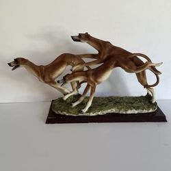 Beautiful and Rare 3 Greyhounds Racing Ceramic Sculpture/Statue