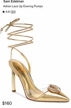 Sam Edelman Adrian Lace-Up Evening Pumps – Gold Heels - NEW