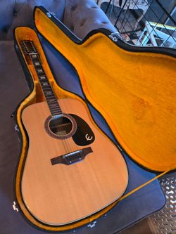 Vintage 1970s Epiphone FT-165 12-String Acoustic Guitar W/ Original Yellow Hard Case