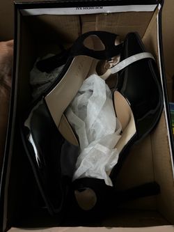 Black Patent Ankle Strap Heels