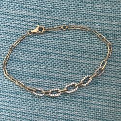 14k Paper Clip Diamond Bracelet