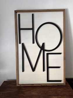 HOME Wood Framed Wall Sign
