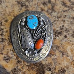 Turquoise/Coral  Piece For A Bolo Tie