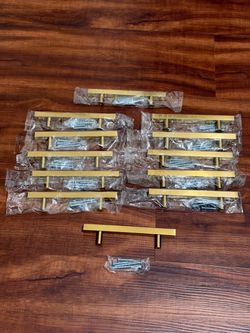 Set of 12: 6-2/5” Modern Champagne Bronze Gold Cabinet Pulls
