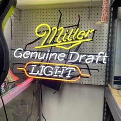 Neon Miller Light sign, Genuine Draft, works great!
