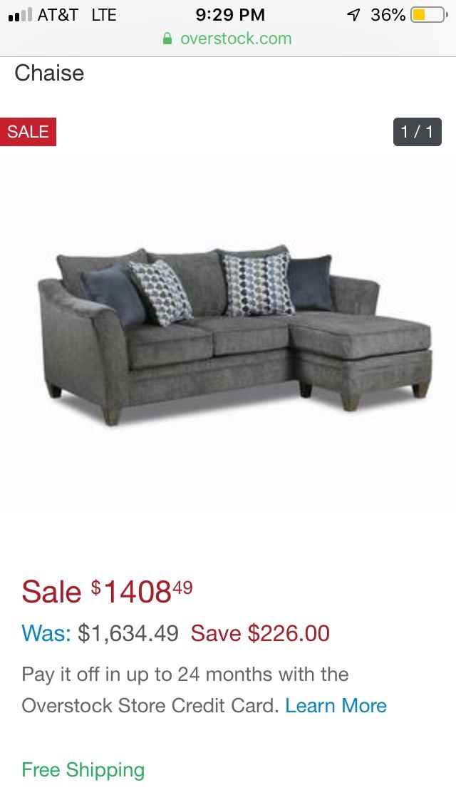 Simmons sofa chaise