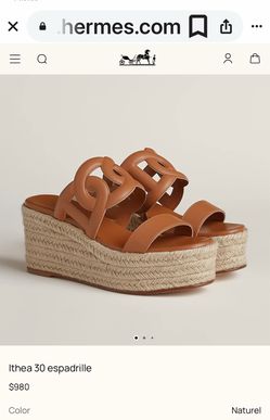 Hermes Ithia 30 espedrilles in color Natural sz 38
