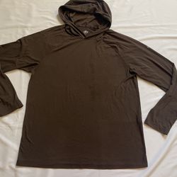 Alo Men Hoodie Long Sleeve Top Shirt Sweatshirt Activewear Pullover Brown Large