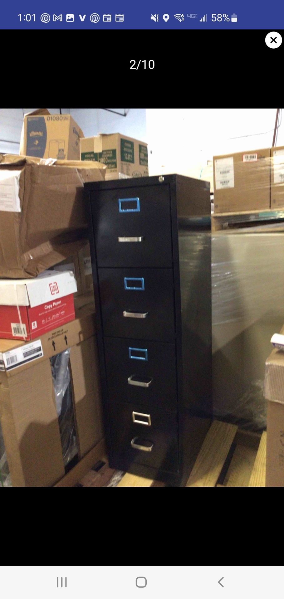 Black Four Drawer File Cabinet