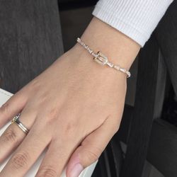 18k Gold Filled U Shape Zirconia Bracelet