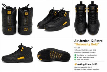 Air Jordan 12 Retro University Gold Size 9.5