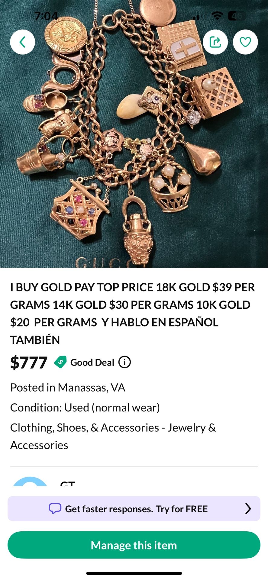 READ MY DESCRIPTION ON THE FOTO COMPRO ORO PAGO BIEN POR GRAMO.