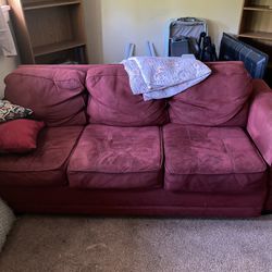 2 Suede Couches With Couch Covers 