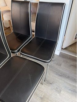Dinning chairs set of 4 black faux leather and chrome legs