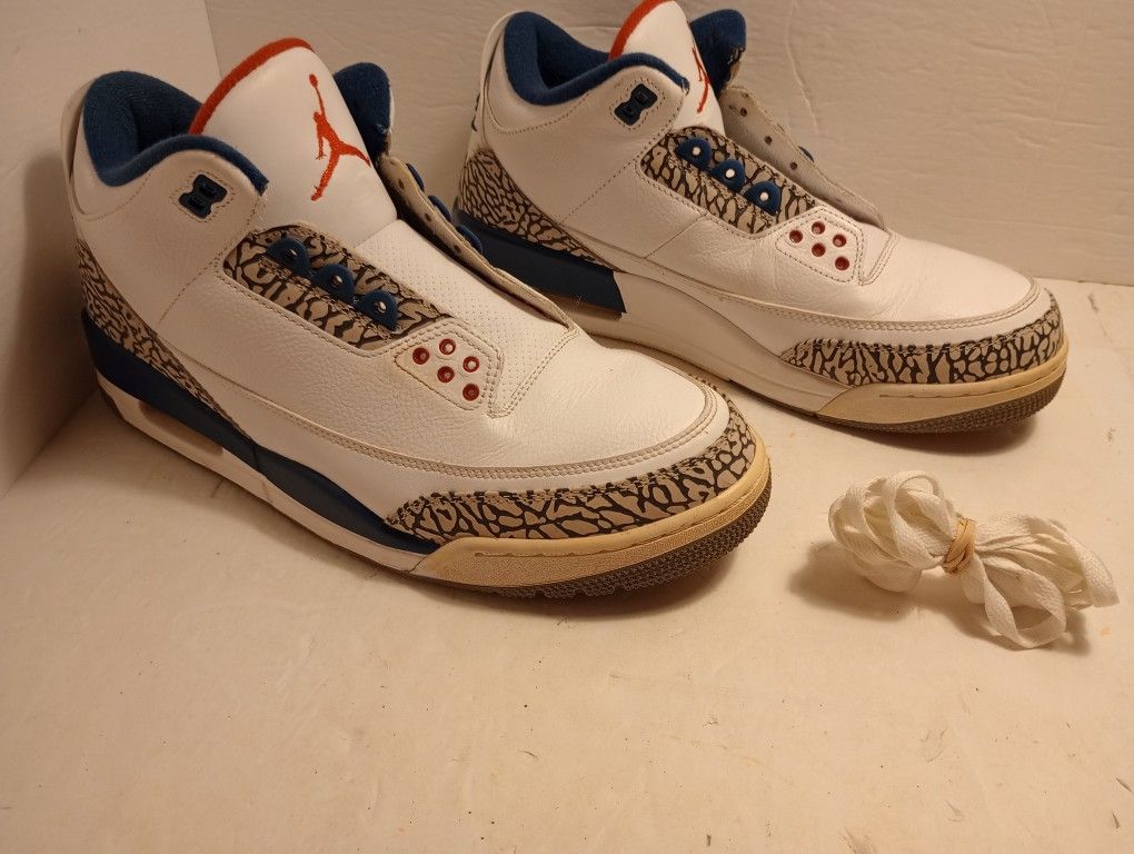 Jordan 3 Retro White And Blue Size 12