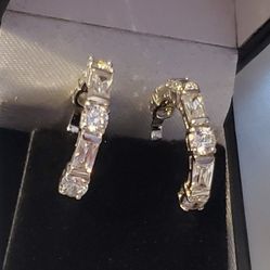 925 FAS CZ Pretty Hoop Earrings - 3/4"