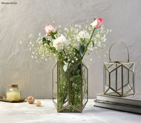 Set of 24 - 11in Emerald Cut Glass Lantern(s)