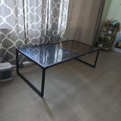 Rectangular glass and metal table 