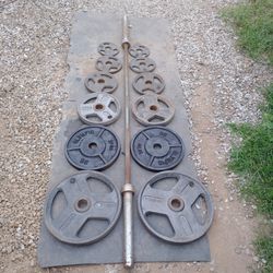 245lbs Olympic weights+ 7ft Olympic bar