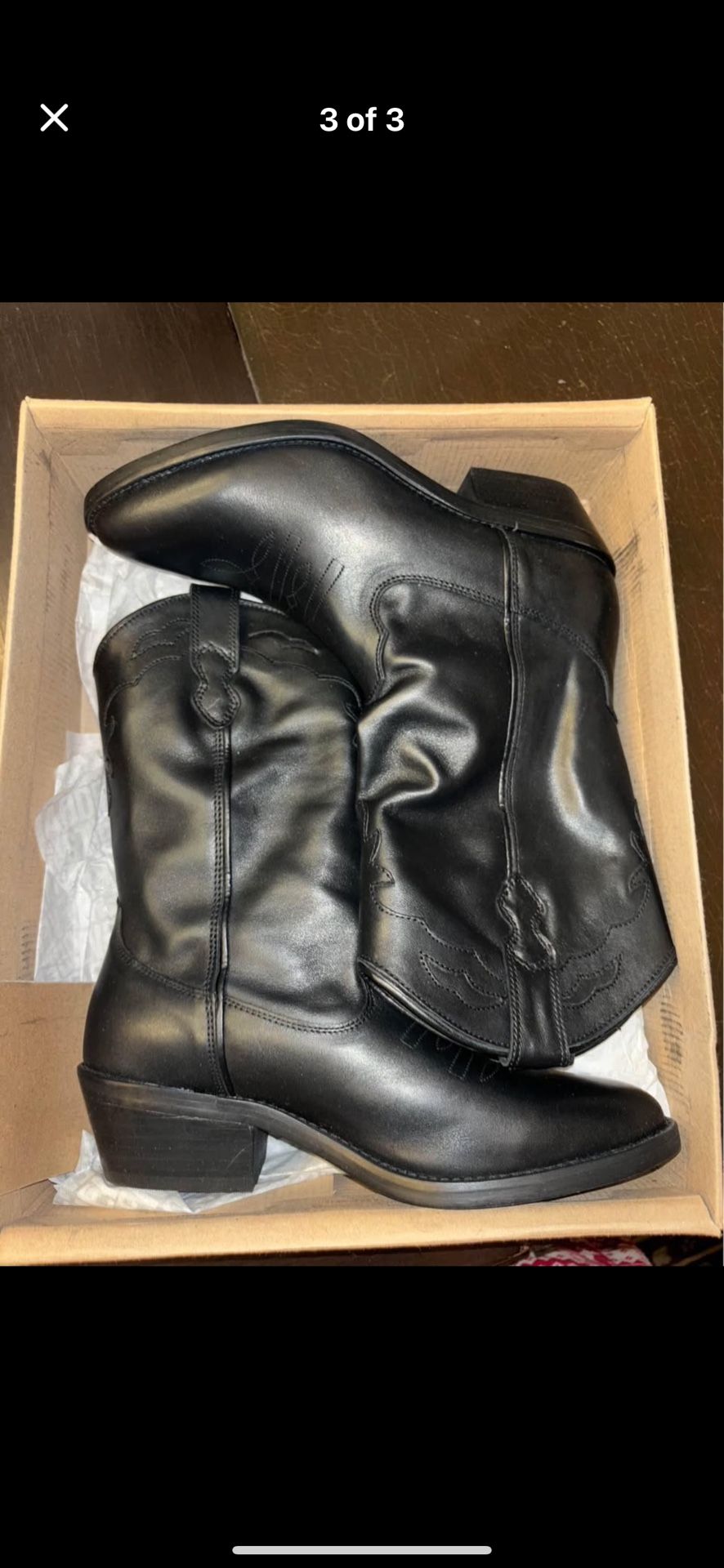 Steve Madden black leather Laredo cowboy boots
