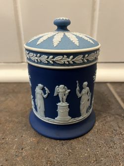 Antique Vintage Wedgwood Jasperware Pottery Ceramic Tobacco Jar Canister  Wedgewood