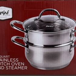 Parini 3.5 Qt Stainless Dutch Oven and Steamer